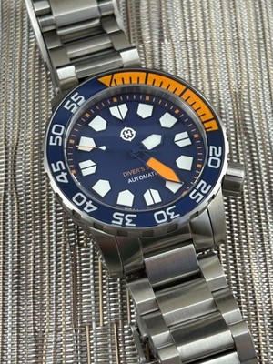 Helm Khuraburi 300m Automatic Watch Blue / Orange, No Date, excellent condition