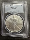 2006 W PCGS MS70 AMERICAN SILVER EAGLE  Old Blue Holder -D18