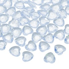 100Pcs Acrylic Heart Rhinestone 12mm Plastic Gems, Blue