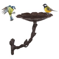 VogelträNke Gusseisen BlüTe 30Cm Gartendeko Wandmontage Vogelbad Relaxdays