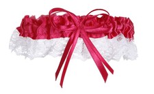 Garter Fuchsia and White Lace With Bow
