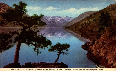 Vintage Postcard Greetings from Lake Chelan in the Cascade Mountains Washington 