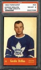 1955 Parkhurst #25 Gordie Drillon - PSA 8