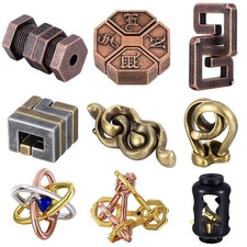 9 Pcs Metal Brain Teaser Puzzles 3D Steel Puzzle for Adults Logic Test Toys