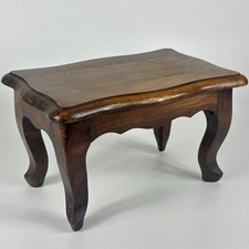Vintage Small Curved Shape Sturdy Rectangular Wooden Foot Stool, Candle Stand