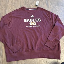 NWT Adidas Winthrop Eagles University Mens Crewneck Pullover Sweatshirt 2XL $75