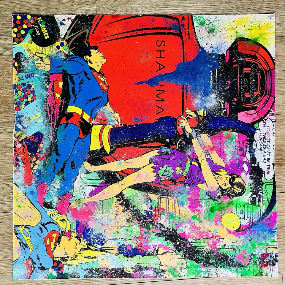 Arte callejero original pintura mixta sobre papel arte Mr Clever impresión artística 24x24 Foto 2 de 4