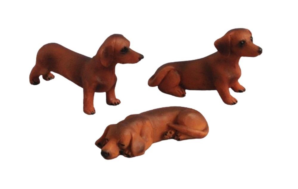 Dolls House Dachshund Dogs Wiener Sausage Badger Doxie Smooth Brown 3 1:12 Pets