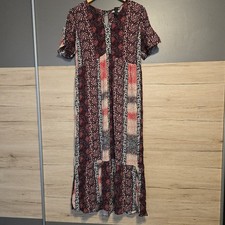 Womens Tu Multicolour Pattern Long  Flattery Summer Dress Size 14 Etno Boho Styl