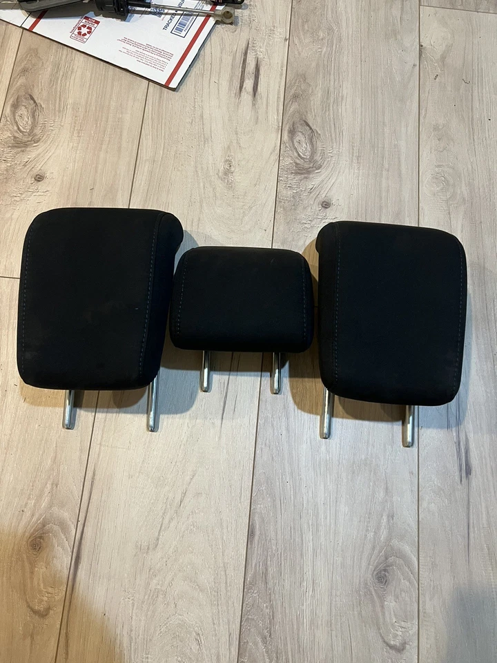 2016-2019 Toyota Yaris iA Sedan 4 Door Rear Head Rest Set Of 3 Black W/Blue OEM - Image 2 of 4