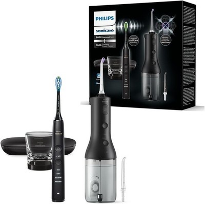 Philips Sonicare HX3866/43 Schallzahnbürste und Munddusche Power Flosser Schwarz