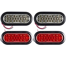 6.5 Inch Oval 24 Led Backuptail Truck Light W Grommetpigtail- 2 White2 Red