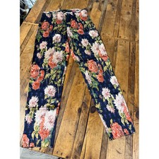 Vintage Floral Trousers Women 10 High Waist Artsy Maximalist Statement Botanical