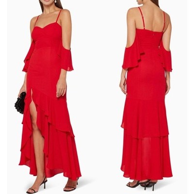 Fame and Partners Denby Sweetheart Off The Shoulder Shoulder Ruffle Maxi Dress