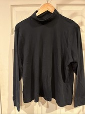 Lands' End Women's XL Black Top Long Sleeves Relaxed Fit Mock Turtleneck Cotton