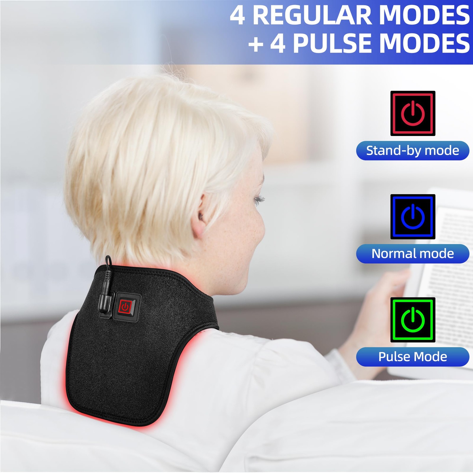 Blue & Red Light Therapy for Neck, 660 & 850nm Near Infrared Light Therapy Ne...