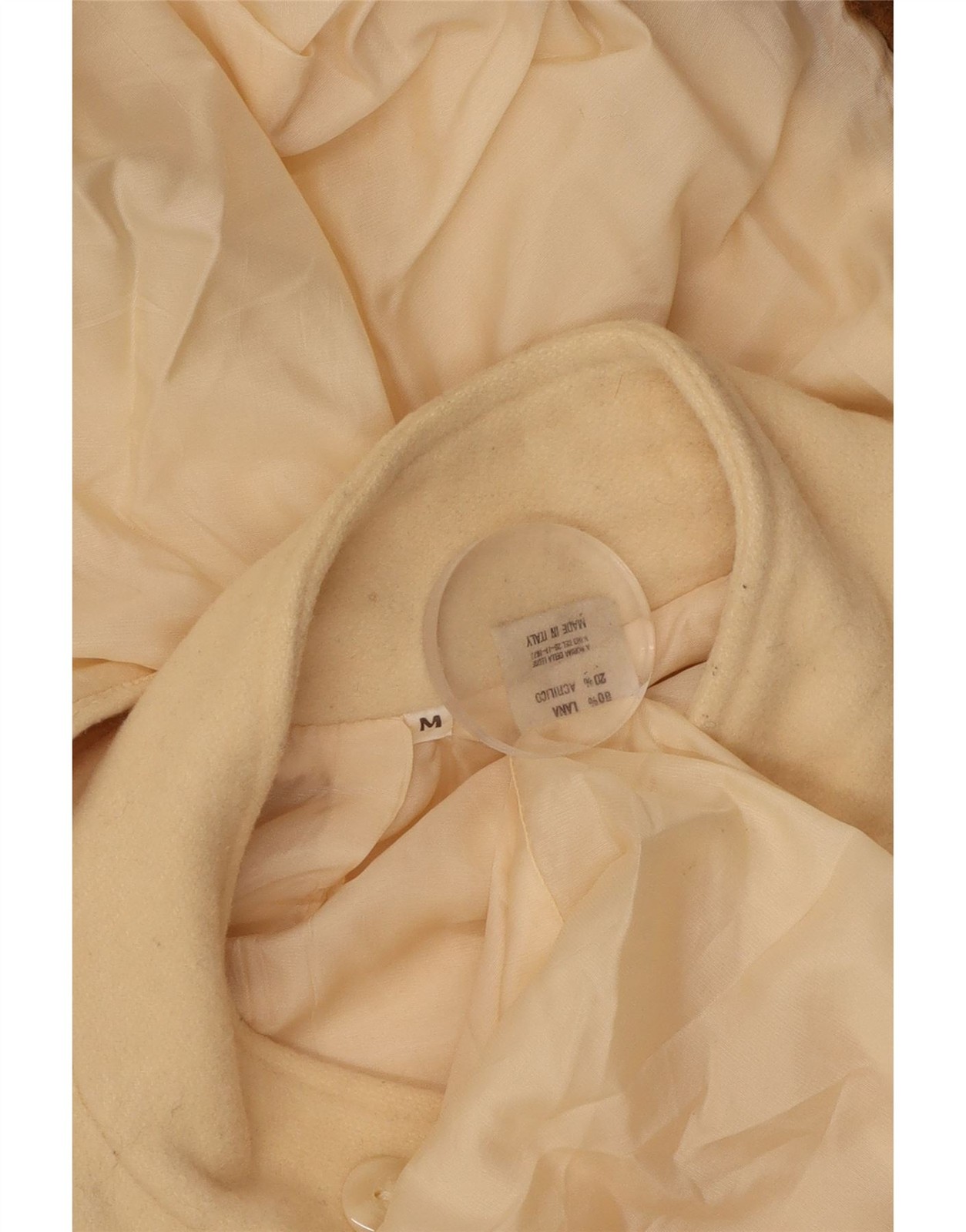 VINTAGE Womens Loose Fit Hooded Double Breasted Coat UK 14 Medium Beige BQ01 image 3