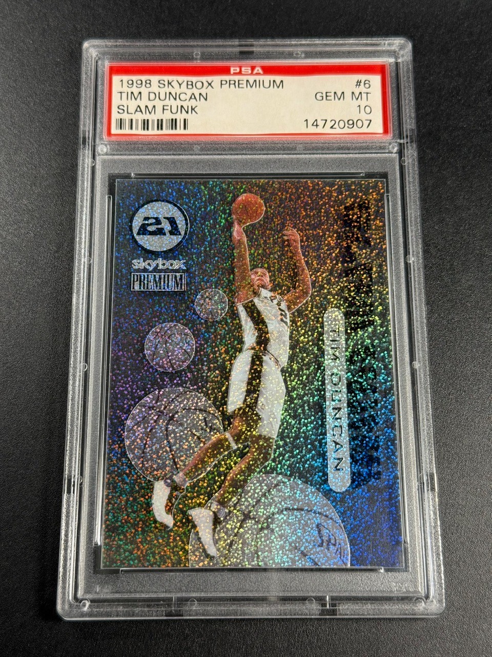 TIM DUNCAN 1998 SKYBOX PREMIUM #6 SLAM FUNK HOLO ACETATE INSERT PSA 10 GEM TOUGH