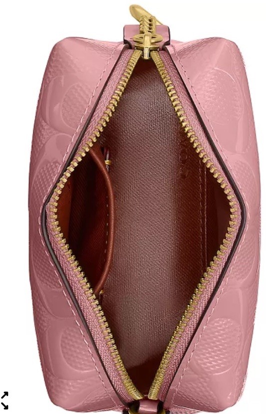 Coach Essential Mini Patent Signature Cosmetic Pouch Dusty Pink | eBay