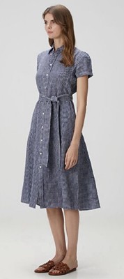$248 NWT Polo Ralph Lauren Navy Belted Striped Linen Shirtdress SZ 4