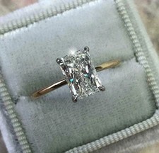 2Ct Lab-Created Diamond Solitaire Engagement Wedding Ring 14K Two Tone Gold Over