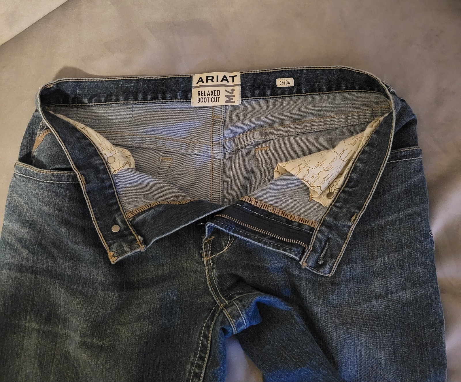 Ariat Relaxed Bootcut M4 Blue Medium Denim Jeans Cotton 5-Po