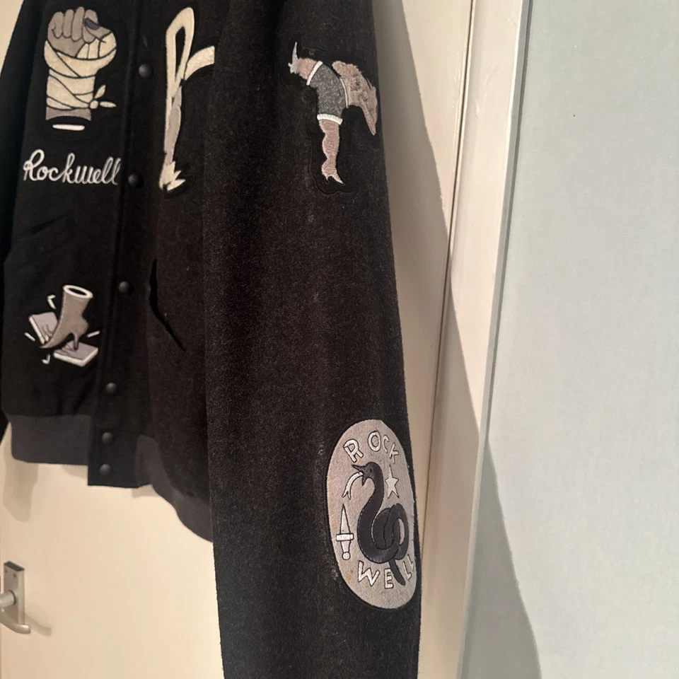 Rockwell By Parra Broken Fist Varsity Bomber Wool Jacket Rare Piet Parra - Image 4 of 4