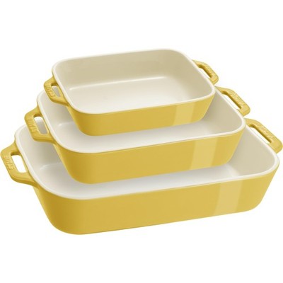 STAUB Ceramic 3-pc Rectangular Baking Dish Set - Citron