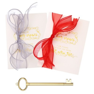 Wedding Vow Card Set, (7.87 x 5.51-Inch, Red/Grey), Version C
