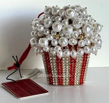Piper K Popcorn Bucket Rhinestone 2025 Holiday Ornament NWT