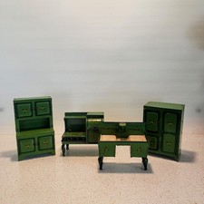 1930s Tin Green Lithograph Play House Kitchen Room Set The Hoge Mfg Co Inc