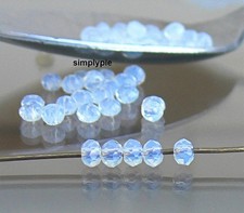 Sea Opal Donut Czech Glass Beads 3x2mm 50 Pcs Faceted Rondelle Gemstone-Cut