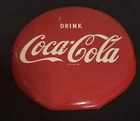Rare Drink Coca-Cola button painted soda pop sign 16 inch-vintage collectible 💥