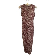 Meshki Bonnie Sleeveless Midi Dress Size S Red Wine Retrograde Sheer Bodycon NEW