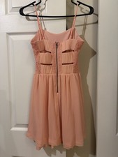Princess Vera Wang Coral/Pinkish Lace Bodice Cut-Out Back Short Dress XS