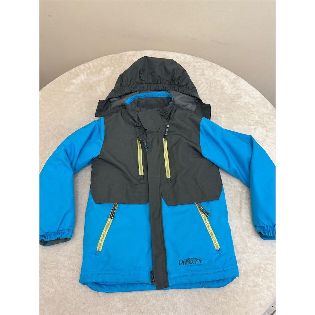 SNOW DRAGONS Unisex Kids Ski Jacket Blue Size 7 Hooded Winter Coat