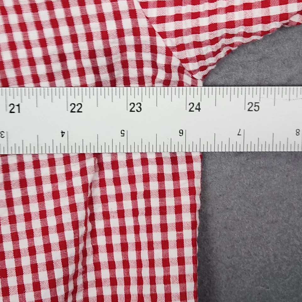 Bata para mujer LANZ OF SALZBURG mediana roja blanca ribete de encaje de guinga de gran tamaño Foto 3 de 4