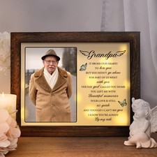 Memorial Gifts for Loss of Grandpa,Sympathy LED Shadow Boxes 4x6 Photo, Bereavem