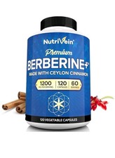 Nutrivein Premium Berberine 1200mg Plus Organic Ceylon Cinnamon - 120 Pills