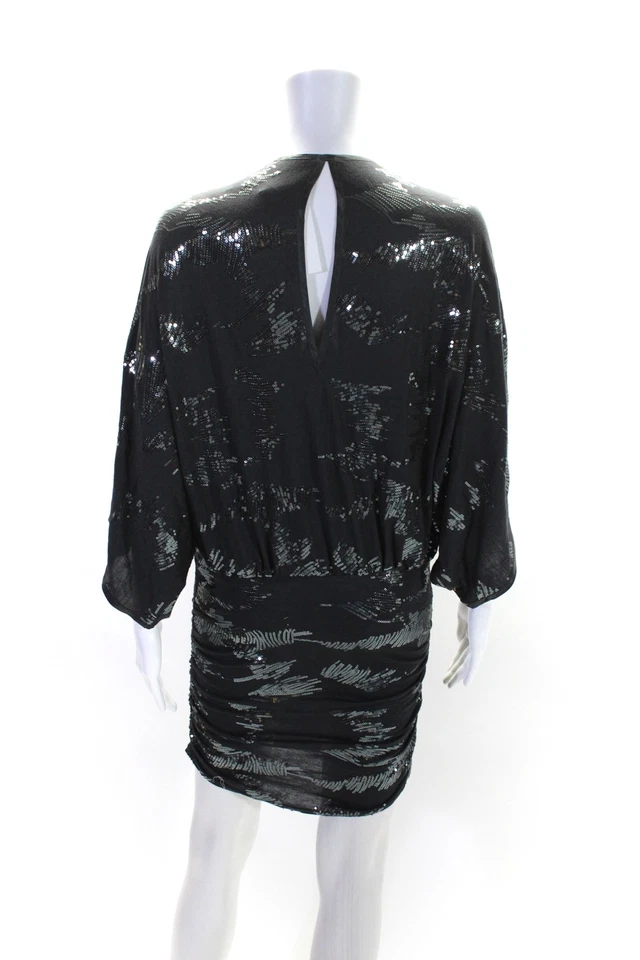 Vestido ajustado Vanita Rosa para mujer gris estampado de lentejuelas cuello en V manga 3/4 talla S Foto 3 de 4