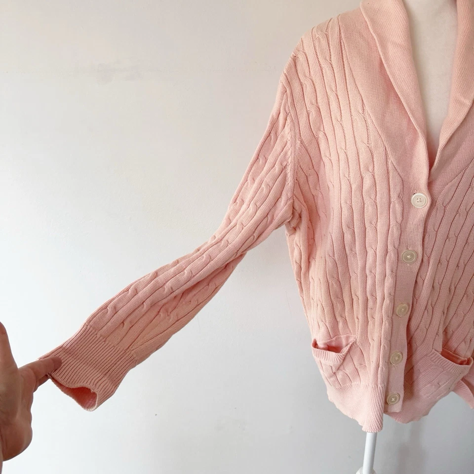 Cárdigan Chaps Clásico Mujer Cuello Chal Pescador Tejido con Cable 2X Cápsula Acogedor Foto 3 de 4