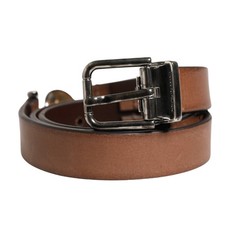 DOLCE & GABBANA Belt Men Brown Classic Leather Metal Buckle 90cm / 36in 1050usd
