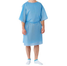 Medline Disposable Multilayer Patient Gown Short Sleeve Front/Back Opening Lg