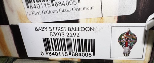 MacKenzie Childs Babies First Balloon W/ Elephant Ornament CUTE & COLORFUL Nib - Picture 7 of 7