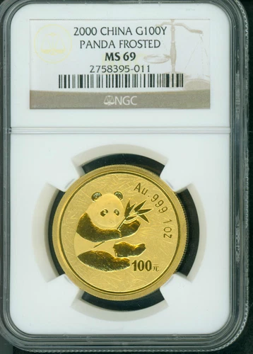 2000 Frosted GOLD Chinese PANDA 1 Oz NGC MS69 CHINA 100Y Yn 100-Yuan G100Y 100-Y