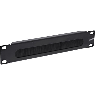 InLine  10 zoll Kabel Durchführungsplatte mit Bürste, 1HE, RAL 9005 schwarz
