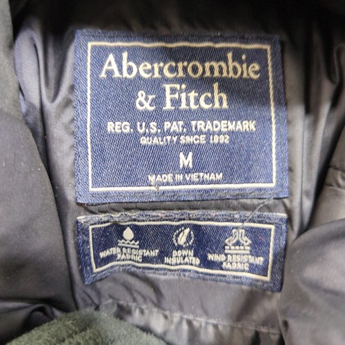 Abercrombie & Fitch Down Puffer Coat Women's Medium Black Long Hooded Quilted - Picture 3 of 6
