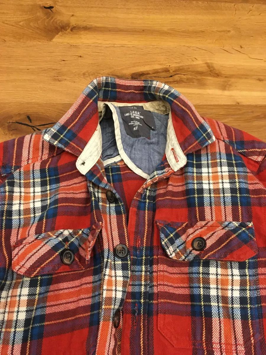 CAMICIA H M L.O.G.G BLU STILE VINTAGE QUADRETTI MONTANARO ANNI