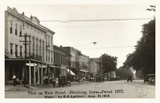 View on Main Street - Hamburg, Iowa - paved 1913 (3) RPPC Photo Postcard Copy