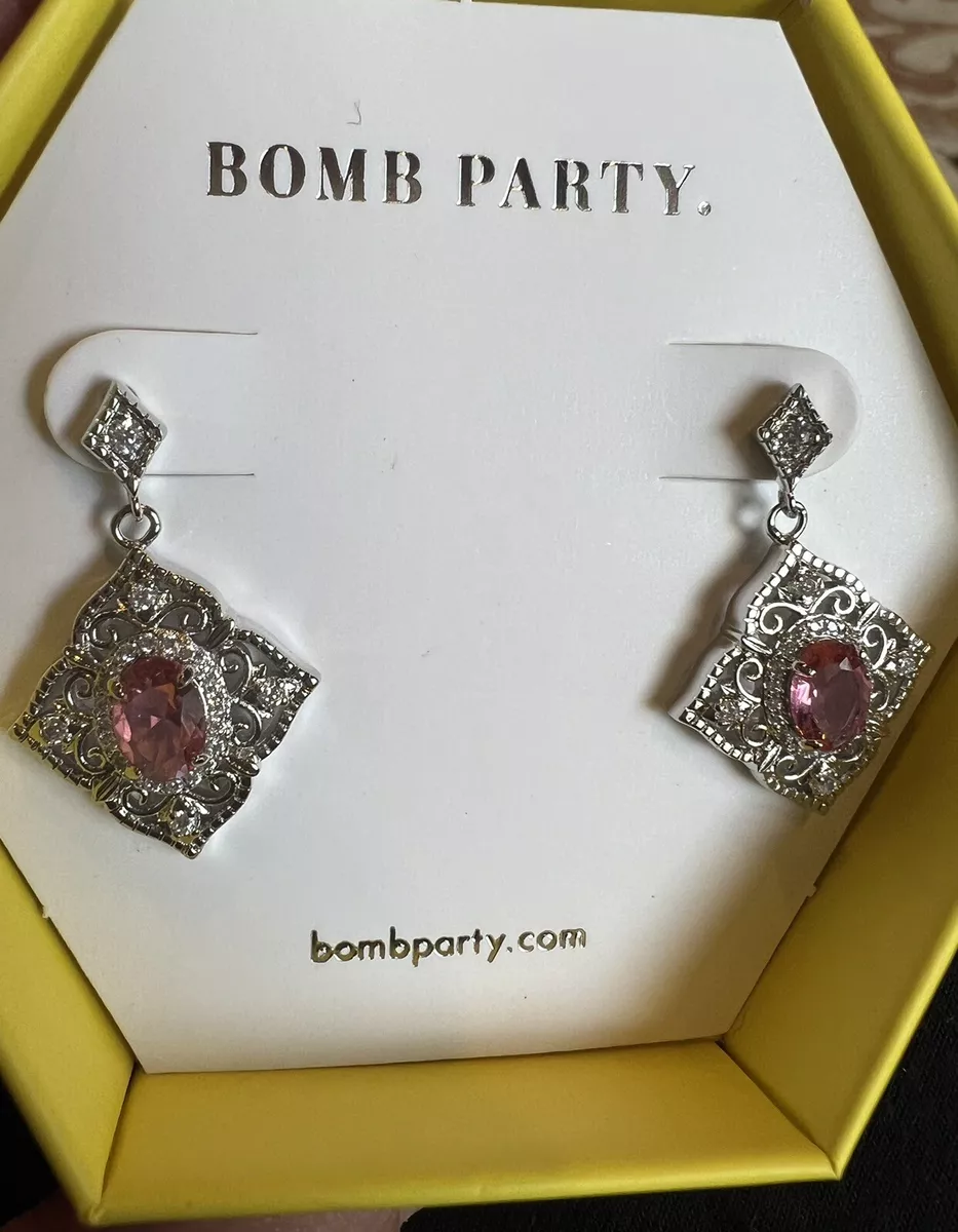 Bomb Party Earrings RBP3393 Love For a Lifetime Pink Tourmaline/Rhodium